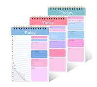 Paquete de 3 cuadernos de lista de tareas, bloc de notas A5 en espiral, 90 páginas, planificador diario, recordatorios, planificador diario para trabajo, estudio y organizador personal (22 x 13 cm,