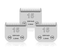 Paquete de 3 cuchillas de acero inoxidable 15# para el aseo de perros, compatibles con Andis, Oster A5, Heiniger, Moser Max 50 Wahl, hoja de 15#, longitud de corte de 3/64 pulgadas y 1,2 mm
