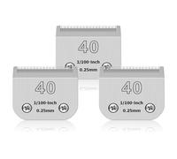 Paquete de 3 cuchillas de acero inoxidable 40# para el cuidado de perros, compatibles con Andis,Oster A5/Heiniger/moser/Wahl, tamaño #40, hoja de 1/100 de pulgada, longitud de corte de 0,25 mm