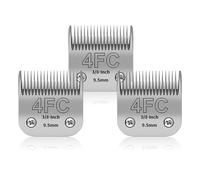 Paquete de 3 cuchillas de acero inoxidable 4FC para peluquería de perros, compatibles con Andis, Oster A5, Heiniger, Moser Max 50, Wahl, tamaño de hoja 4FC de 3/8 pulgadas, longitud de corte 9,5 mm