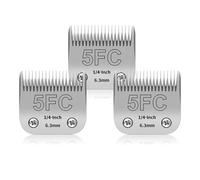 Paquete de 3 cuchillas de acero inoxidable 5FC para peluquería de perros, compatibles con Andis/Oster A5/Heiniger/Moser Max 50/Wahl, tamaño 5FC, hoja de 1/4 de pulgada, longitud de corte de 6,3 mm