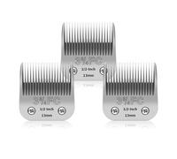 Paquete de 3 cuchillas de acero inoxidable extraíbles para aseo de perros de compañía 3-3/4FC, compatibles con Andis/Oster A5/Heiniger/moser, 3-3/4FC hoja de 1/2 pulgada 13 mm longitud de corte