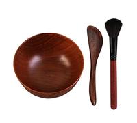 Paquete de 3 cuencos de madera para máscara facial, aplicador de herramientas, ligero, compacto