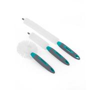 Paquete de 3 de cepillos para Botellas Beldray® LA082770EU7 | Cabezal de Cepillo Flexible | Agarre Antideslizante | Cerdas Suaves | Turquesa/Blanco