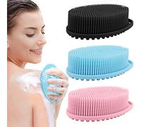 Paquete de 3 depuradores corporales de silicona, exfoliantes corporales, lufa de silicona suave, limpiador corporal apto para pieles sensibles y todo tipo de piel, limpia e higiénica, espuma rápida