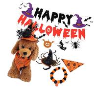 Paquete de 3 disfraces de Halloween para mascotas para gatos y perros, de poliéster suave, para cosplay, decoración de fiesta, juego de decoración de fiesta de mascotas