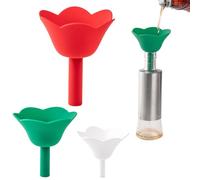 Paquete de 3 embudos de silicona floral, embudo de cocina decorativo para llenar botellas con aceite, juego de embudos de anidación que ahorran espacio, juego de embudos pequeños, medianos y grandes