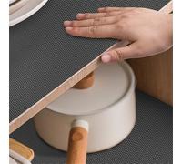 Paquete de 3 forros antideslizantes de Peva para gabinetes de cocina y refrigerador, 45 x 130 cm, impermeables, gruesos, cortados a medida, protectores de mesa (color negro)