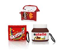 (Paquete de 3) Funda para Airpods Pro, XMBYGY Silicona Airpods Pro Funda Protectora con Lindo diseño de Piel Divertido, con Llavero (Doritos+Nutella+Skittles)