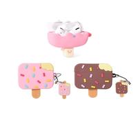 Paquete de 3 fundas para AirPods Pro 1ª/2ª generación, funda de silicona XMBYGY con diseño de piel lindo y divertido, con llavero