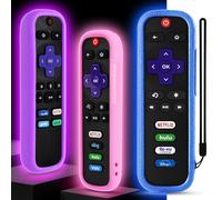 Paquete de 3 fundas para control remoto Wevove Roku, funda compatible con control remoto TCL Roku Smart TV, funda protectora de silicona para control remoto Roku, funda protectora universal (azul