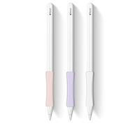Paquete de 3 fundas para iPencil Grips de silicona compatible con Apple Pencil de 2ª generación, iPad Pro 11 de 12.9 pulgadas 2018 (blanco, rosa, morado)