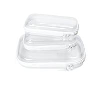 Paquete de 3 fundas transparentes rígidas con cremallera, bolsa de cosméticos transparente impermeable con cremallera, organizador de juguetes para niños, cables de carga, diario creativo, pinceles de