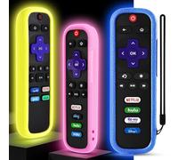 Paquete de 3 fundas Wevove para control remoto Roku, funda para control remoto compatible con TCL Roku Smart TV Steaming Remote, funda protectora de silicona universal que puede brillar en la