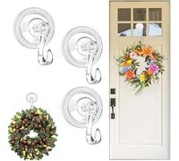 Paquete de 3 ganchos para corona, 22 libras, resistentes, impermeables, extraíbles, con ventosa, para decoración de Halloween, Navidad, soporte grande para corona de ventana, vidrio, puertas lisas,