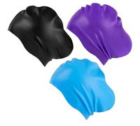 Paquete de 3 gorros de natación de silicona extra grandes para cabello largo, trenzas, rastas, ajuste agradable a la piel, apertura cómoda, gran estanqueidad, negro, morado, azul cielo