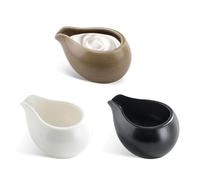 Paquete de 3 jarras pequeñas de cerámica de 3 onzas / 100 ml, mini bote de salsa de salsa, jarra de porcelana para servir jarabe, jarra dispensadora de crema de café con leche para aderezo de ensalada