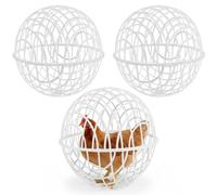 Paquete de 3 jaulas para Bolas de Pollo portátiles con Malla ventilada para Animales pequeños, Blanco, Red de plástico de 20 cm y 7, 9 Pulgadas