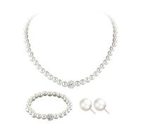Paquete De 3 Joyas De Perlas: Collar Liso y Pendientes Colgantes Para Mujer - Para Uso Diario, Fiestas y Celebraciones