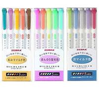 Paquete de 3 juegos de rotuladores Zebra MILDLINER WKT7-5C (5 colores) / WKT7-5C-RC (5 colores) / WKT7-5C-NC (5 colores)