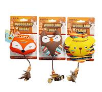 Paquete de 3 juguetes de peluche para gatos, juguete interactivo para dentición, gran regalo, juego de ejercicio interactivo, plumas, animales de peluche, mordedores para dentición para gatitos sin