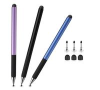 Paquete de 3 lápices capacitivos 2 en 1 para pantallas táctiles, agarre | Bolígrafo de alta capacidad para iPad, iPhone, Android, tablet, Samsung, Huawei, Switch, Lenovo, 3 puntas de disco y puntas