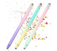 Paquete de 3 lápices capacitivos para pantallas táctiles, lápiz capacitivo 2 en 1 para pantalla táctil, alta precisión y sensibilidad, adecuado para todas las pantallas táctiles