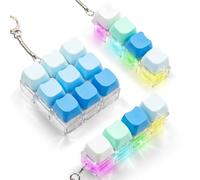 Paquete de 3 llaveros para ansiedad con teclado, teclado iluminado para aliviar el estrés, lindo teclado de botón de gato, juguete sensorial para adultos, alivio de la ansiedad y regalo para aumentar