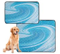 Paquete de 3 mantas para orina para perros, almohadillas lavables e impermeables antideslizantes para perros para coche y avión, 20 x 24 pulgadas, mármol con purpurina falsa, color azul