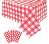 Paquete de 3 manteles a cuadros de 54 x 108 pulgadas, manteles rectangulares de plástico, desechables, para picnic, barbacoa, cumpleaños, baby shower, fiesta del 4 de julio (rojo)