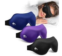 Paquete de 3 máscaras de dormir para dormir de lado, máscara de ojos 3D opaca para dormir, cero presión ocular, apto para pestañas, cubierta suave ajustable para mujeres y hombres, para viajes