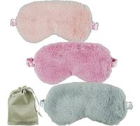 Paquete de 3 máscaras de seda para dormir, antifaz opacas, suaves y esponjosas con bolsa de viaje, para mujeres y niños (rosa/morado/gris/borgoña)