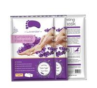 Paquete de 3 mascarillas para pies, eliminador de callos y células muertas de la piel, exfoliante, blanqueamiento hidratante, tacto suave y liso para bebés para mujeres hombres (lavanda).