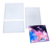 Paquete de 3 moldes de resina grandes, moldes de resina grandes de gran tamaño para flores, molde de silicona para posavasos de resina con 1 cuadrado de 10 pulgadas, 2 formas rectangulares, 1 agitador