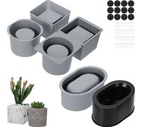 Paquete de 3 moldes de silicona para macetas de hormigón, cuadrados y redondos, moldes de hormigón, moldes de macetas de cemento para macetas de suculentas caseras
