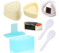 Paquete de 3 moldes para hacer sushi Onigiri, prensa antiadherente Musubi, molde triangular de bolas de arroz para sushi (grande y pequeño) con 2 paletas pequeñas de arroz