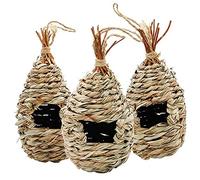 Paquete de 3 nidos de hierba seca para cría de pájaros, árbol salvaje, jaula para pájaros, patio, parque, decoración, jaula, descanso de pie, casa de cama