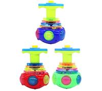 Paquete de 3 peonzas iluminadas para niños, juguete giratorio musical | Juguetes giratorios con luces y música para recuerdos de fiesta, juegos de hilado manual y actividades para niños