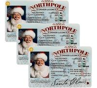 Paquete de 3 Perdido Licencia de Conducir Trineo de Papá Noel Carné Demuestra la Existencia de la Tarjeta de Identificación Permiso de Plástico Relleno de Caja de Nochebuena Colección para Niños Niñas