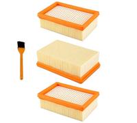 Paquete de 3 piezas de repuesto de filtro, filtro plisado plano para aspiradora húmeda y seca, compatible con Karcher MV4 MV5 MV6 WD4 WD5 WD6, incluye cepillo de limpieza