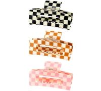 Paquete de 3 pinzas para el pelo a cuadros, pasadores grandes de 4 pulgadas, pinzas para el cabello, lindas pinzas para el cabello, accesorios para el cabello grueso y fino para mujeres y niñas