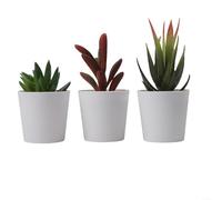 Paquete de 3 plantas suculentas artificiales en macetas, juego de cactus de plástico falso para decoración de escritorio de oficina en casa, adornos de vegetación sintética, no necesita agua (juego 3)