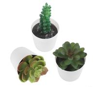 Paquete de 3 plantas suculentas artificiales en macetas, juego de cactus de plástico falso para decoración de escritorio de oficina en casa, adornos de vegetación sintética, no necesita agua (juego 1)