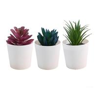 Paquete de 3 plantas suculentas artificiales en macetas, juego de cactus de plástico falso para decoración de escritorio de oficina en casa, adornos de vegetación sintética, no necesita agua (juego 2)