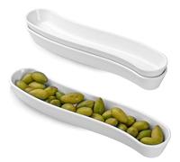 Paquete de 3 platos de aceituna, bandeja de cerámica versátil para aperitivos, plato de aperitivos, plato largo en forma de arco, utensilios de restaurante para entretener y mostrar aperitivos, apto