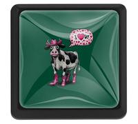Paquete de 3 pomos negros para gabinete, diseño de vaca confesión de amor, color negro, de un solo agujero, pomos cuadrados para gabinetes de cocina y cajones