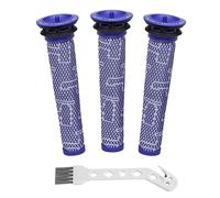 Paquete de 3 prefiltros compatibles con aspiradoras inalámbricas Dyson V6, V7, V8, DC58, DC59, DC61, DC62 Absolute Animal - Sustituye a la pieza # 965661-01 - 3 filtros con 1 cepillo
