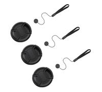Paquete de 3 protectores de tapa de lente frontal de 52 mm + soporte elástico antipérdida compatible con cámaras Sony, Nikon, Canon, FujifiIm, Olympus, Panasonic con lente de rosca de 52 mm