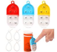 Paquete de 3 rastreadores de medicamentos y recordatorios con lazos, reutilizable, rastreador de píldoras diario portátil con botón, ayuda de memoria de 7 días, recordatorio de dosis de medicamentos