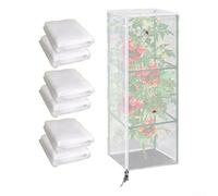 Paquete de 3 redes de jardín para pájaros con cremallera y cordón, diseñadas para cobertura de jaulas de tomate y protección contra pájaros, ardillas y conejos (60 x 60 x 150 cm)